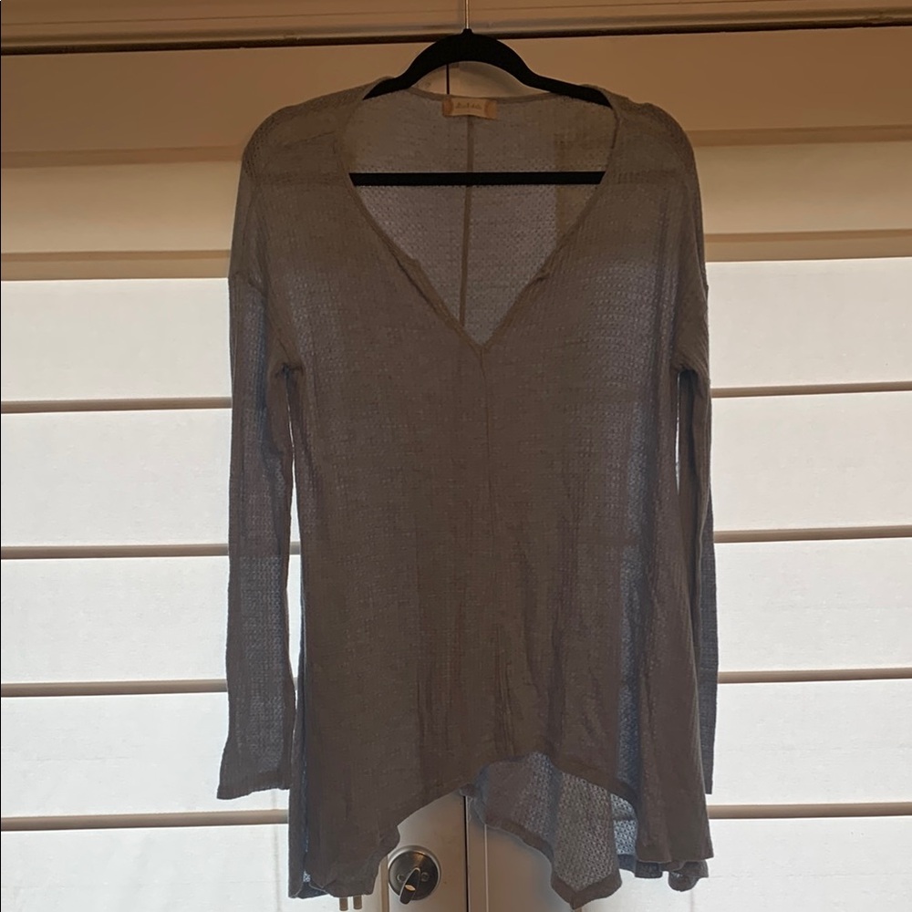 Light Blue Sheer Long Sleeve Top